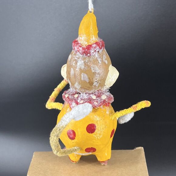 Penny McAllister Clown Sock Monkey Christmas Tree Ornament Yellow Red Polka Dots - Picture 4 of 14